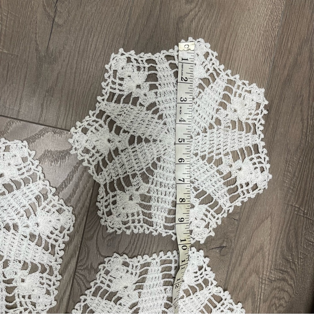 Set of 3 White Hand Crochet Lace Doilies Table Placemats Runners Farmhouse - Picture 4 of 4